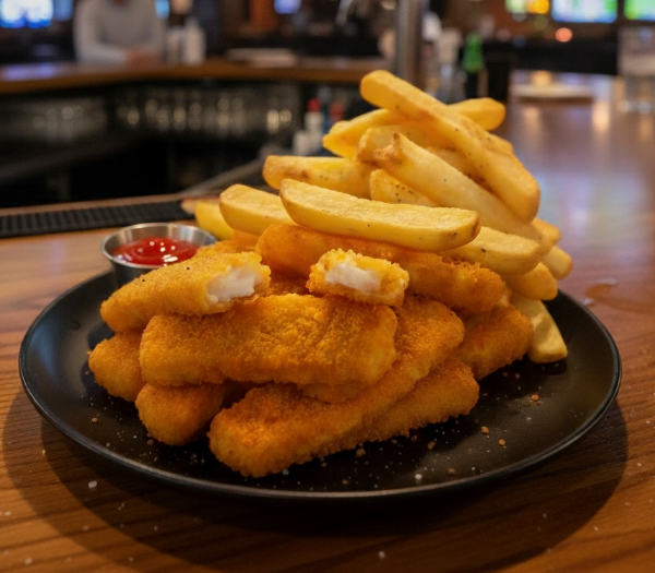 5本の魚指とチップス